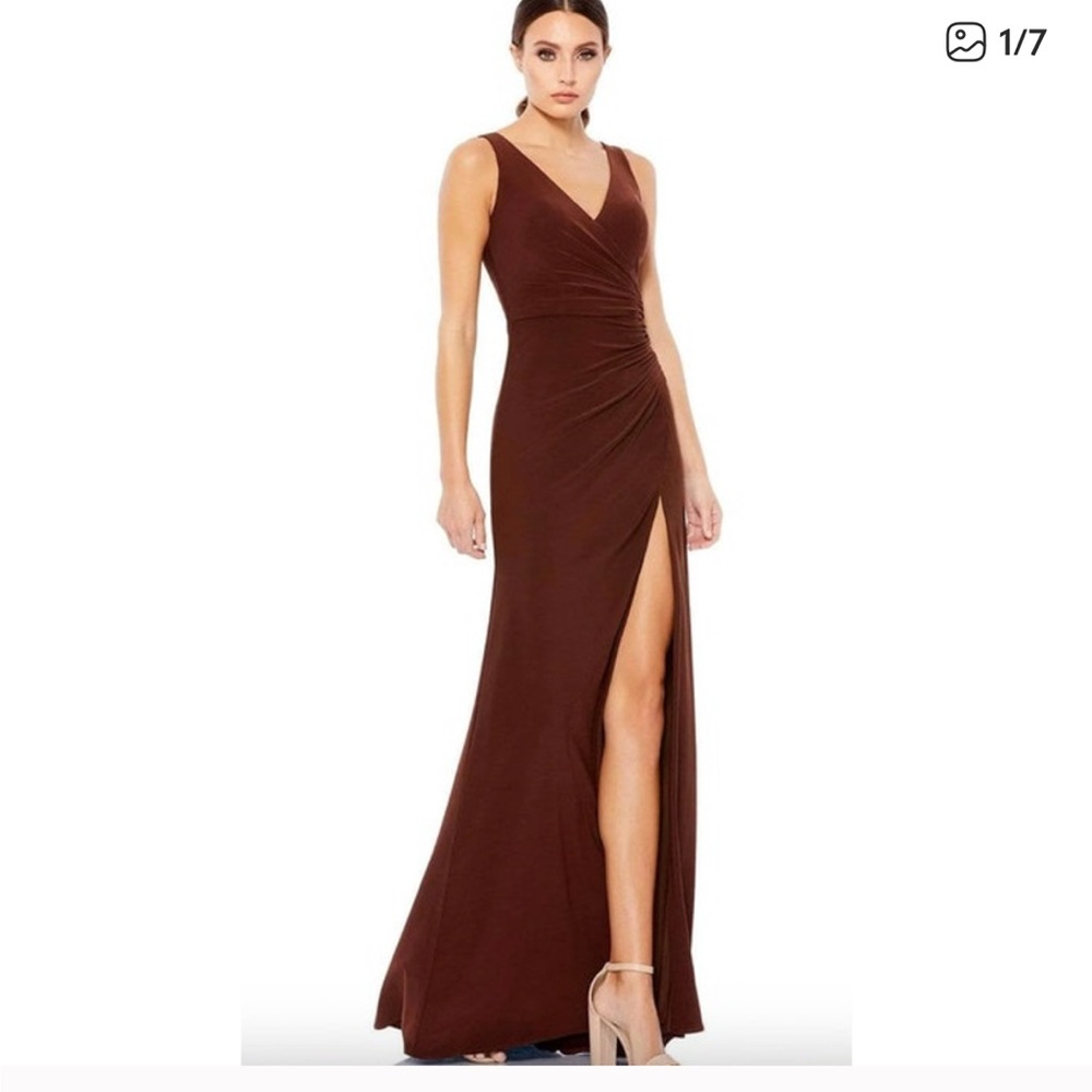 Mac Duggal Deep Brown Maxi Dress